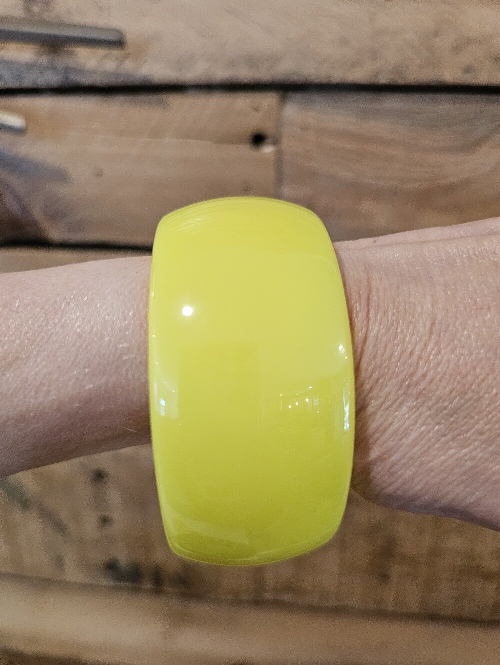 Wide Yellow Acrylic Bangle Bracelet